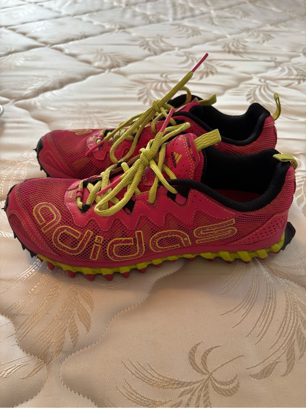 Adidas Trek Trail Running Shoes - Pink with Lime Accents size 9